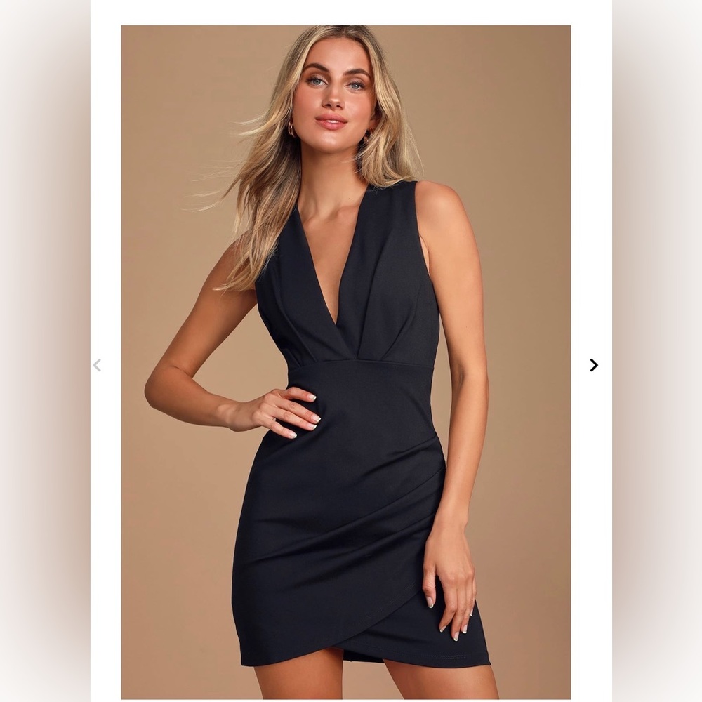 Lulus Cocktail Hour Black Wrap Dress